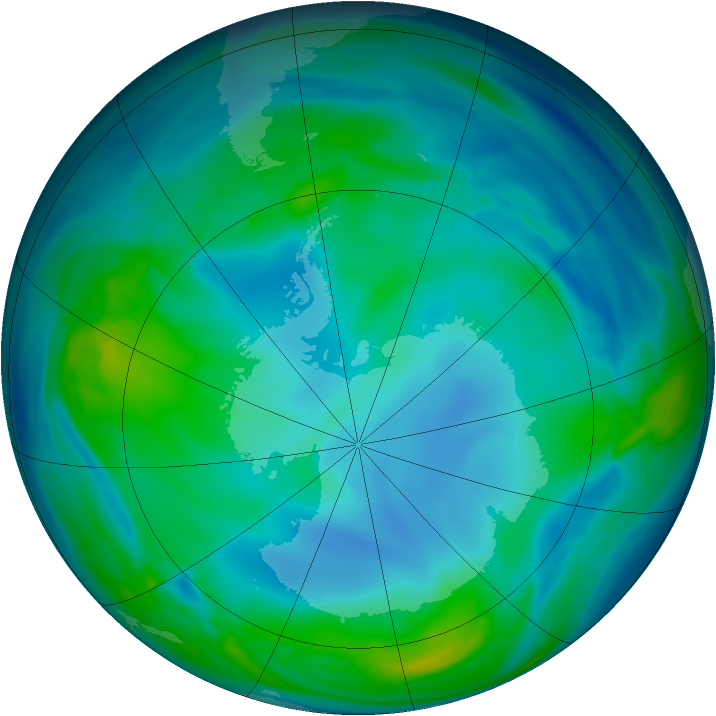 Antarctic ozone map for 25 May 2007